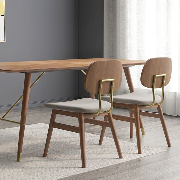 Mid-Century Modern Beige Rattan Dining Chair Curved Back Upholstered Faux Leather | Homary