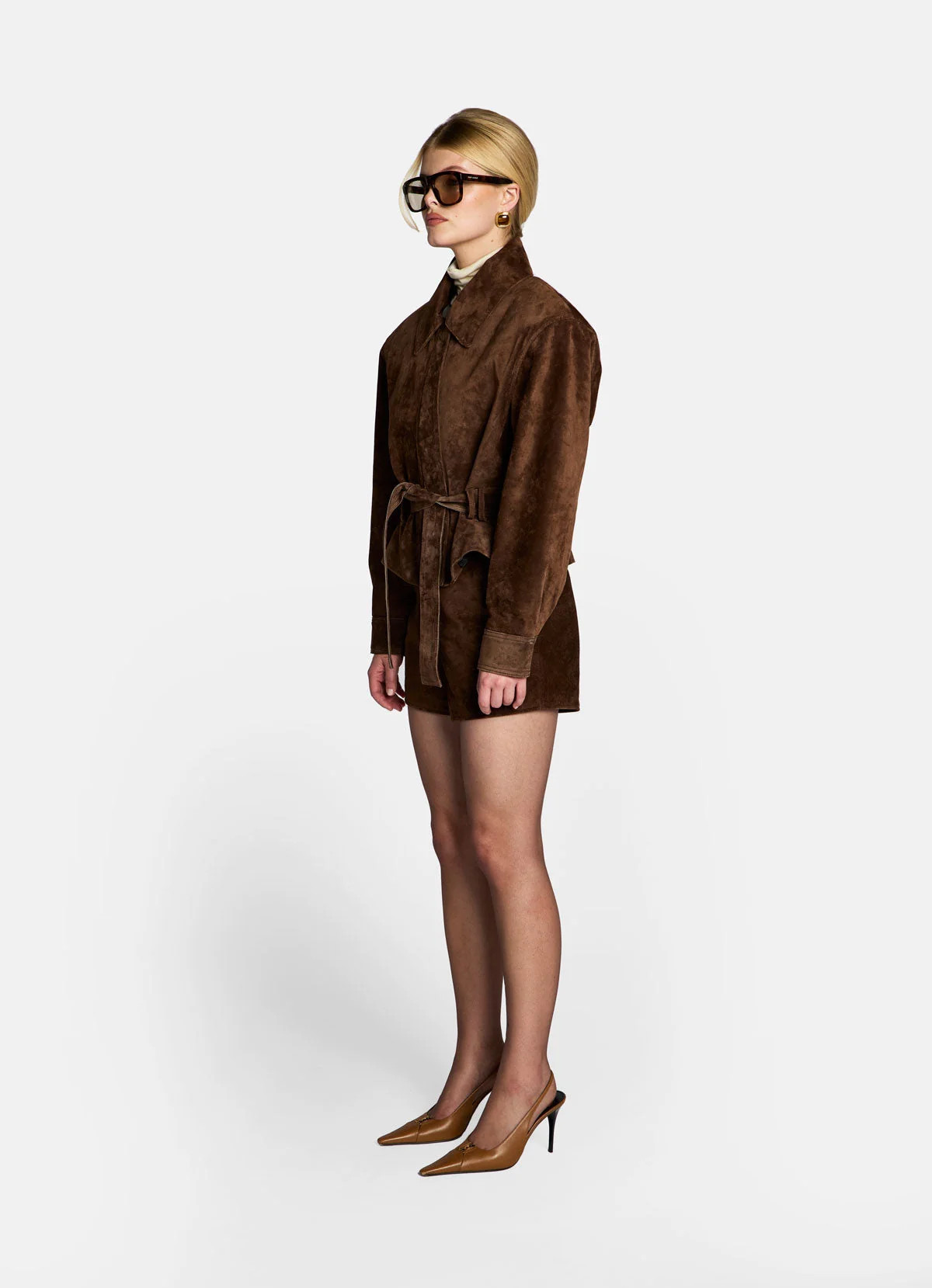Brown Suede Belted Jacket | DE SAVARY LONDON