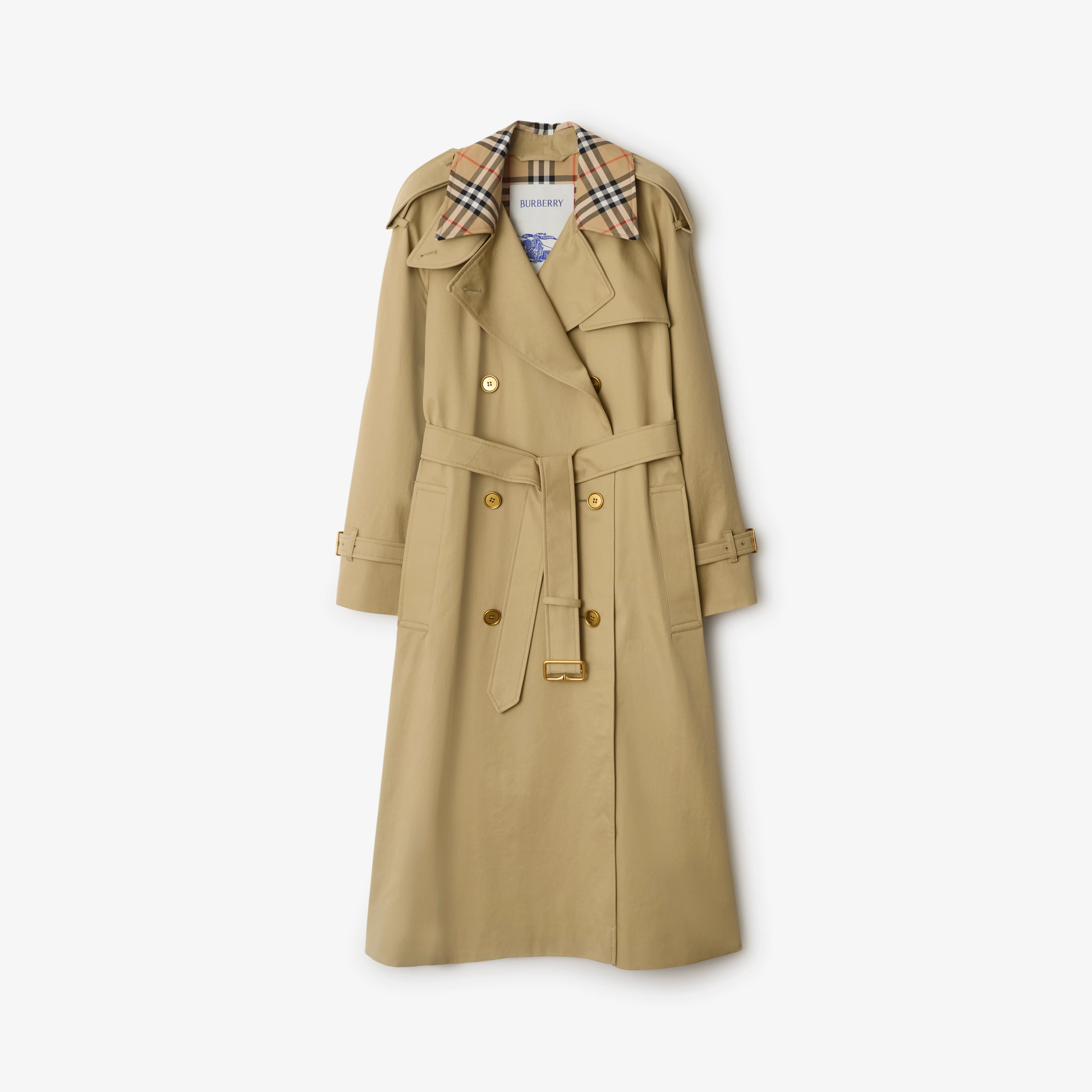 Long Check Collar Castleford Trench Coat in Hamper - Women, Cotton | Burberry® Official | Burberry (US)