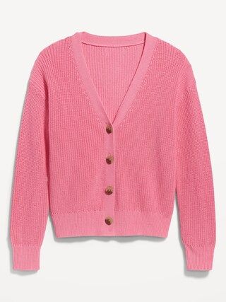 Lightweight Cotton and Linen-Blend Shaker-Stitch Cardigan Sweater for Women | Old Navy (US)