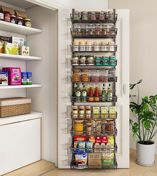 Mefirt 10-Tier Over The Door Pantry Organizer, Pantry Organization and Storage, Black Metal Hangi... | Amazon (US)