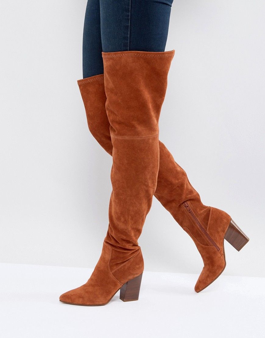 ASOS KOI Suede Over The Knee Boots - Tan | ASOS US