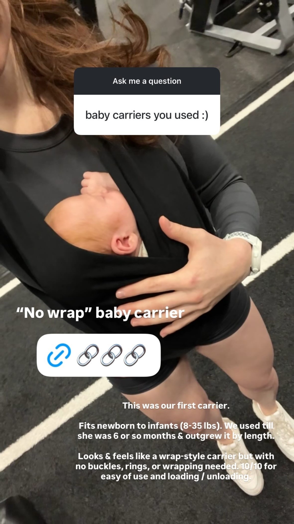 Our first baby carrier! This was our first carrier. Fits newborn to infants (8-35 lbs). We used till she was 6 or so months & outgrew it by length. Looks & feels like a wrap-style carrier but with no buckles, rings, or wrapping needed. 10/10 for easy of use and loading / unloading.

#LTKBump #LTKFamily #LTKBaby