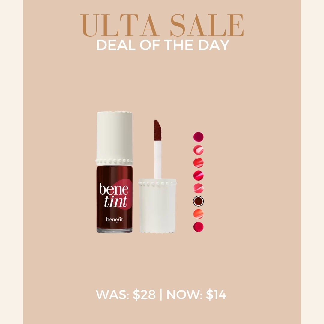 Ulta 21 Days of Beauty Deal of the Day! ✨
Benefit Cosmetics Benetint Liquid Lip & Cheek Stain

#LTKSaleAlert #LTKBeauty