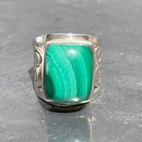 Malachite Ring - Silver Malachite Filigree Band Size U.k. M, Us 6 1/4, Eu 52 1/2 | Etsy (US)