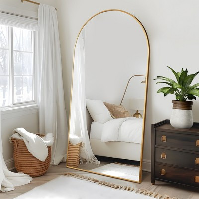 Dovelina Metal Framed Arched Full Length Mirror Leaning Mirror - 64"x21",Gold | Target