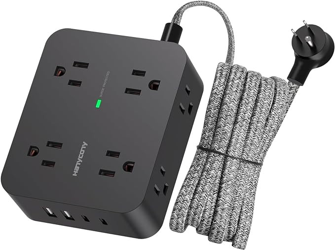 Power Strip Surge Protector, HANYCONY 8 Outlets with 4 USB Charging Ports(2 USB C), 3 Side Outlet... | Amazon (US)