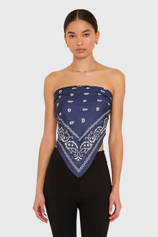 Amanda Uprichard XL Bandana Scarf in Navy - Size | Amanda Uprichard