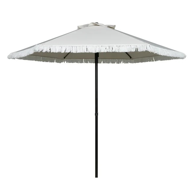 Better Homes & Gardens Outdoor 7.5' White Ventura Fringe Round Push-up Premium Patio Umbrella | Walmart (US)