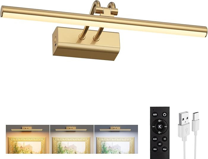 13.8'' Battery Operated Picture Light for Wall, 4000mAh Cordless Wall Lamp for Painting Photo Art... | Amazon (US)