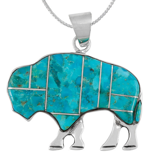 Buffalo Turquoise Pendant Sterling Silver P3305-C05 | TURQUOISE NETWORK
