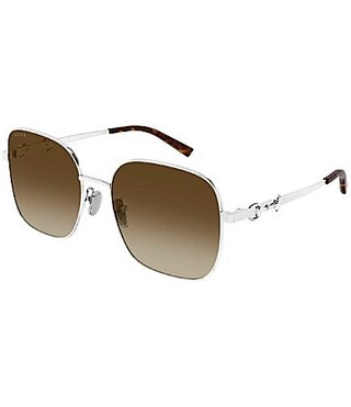 Gucci Women's Through Horsebit 58mm Square Sunglasses - Shiny Silver/Brown | Dillard's