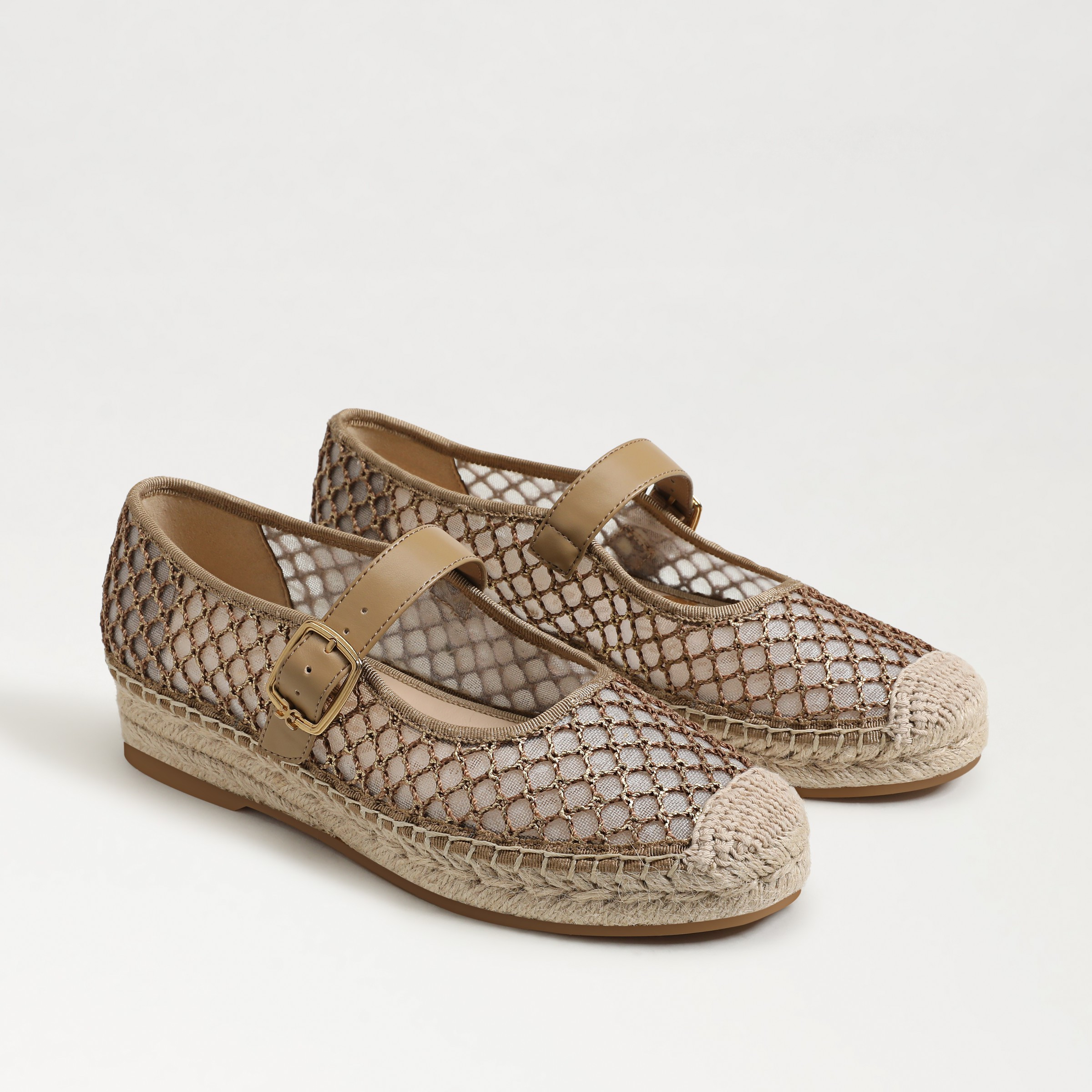 Sam Edelman Mackie Mesh Espadrille Mary Jane Brushed Gold/Cyprus Tan Mesh | Sam Edelman