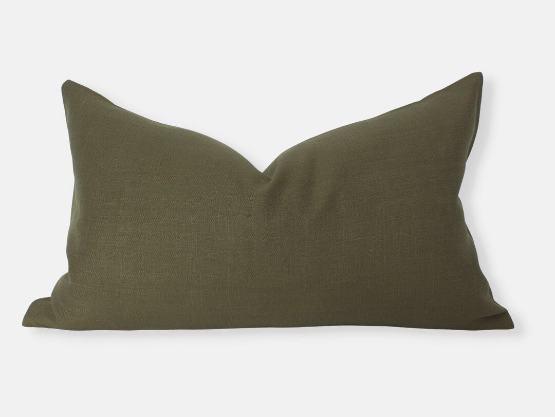 Olive Lumbar Pillow Cover, Olive Throw Pillow, Dark Green Lumbar, Lumbar Pillow Cover 12x20, Gree... | Etsy (US)