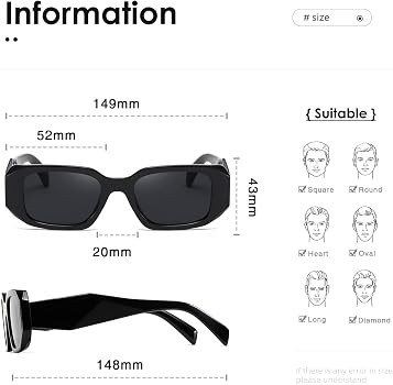 kimorn Rectangle Sunglasses for Women Men Trendy Retro Trendy Sun Glasses 90’s Vintage Square F... | Amazon (US)