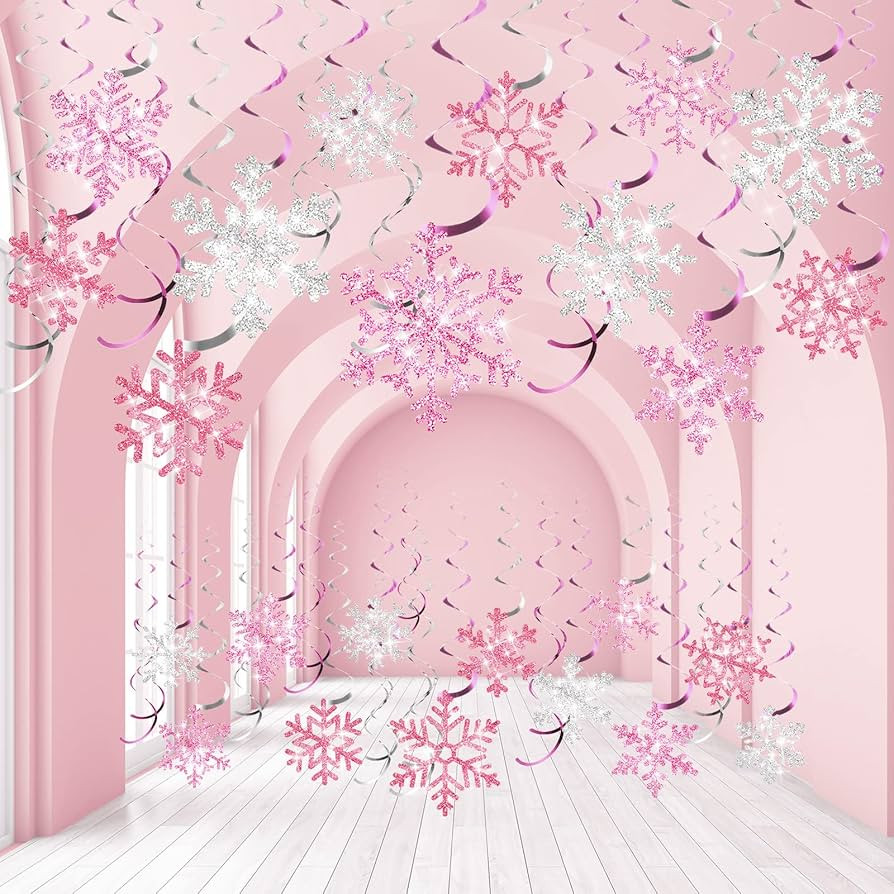 Sumind 30 Pcs Winter Party Wonderland Decorations Snowflake Hanging Swirls Ceiling Decor Winter B... | Amazon (US)