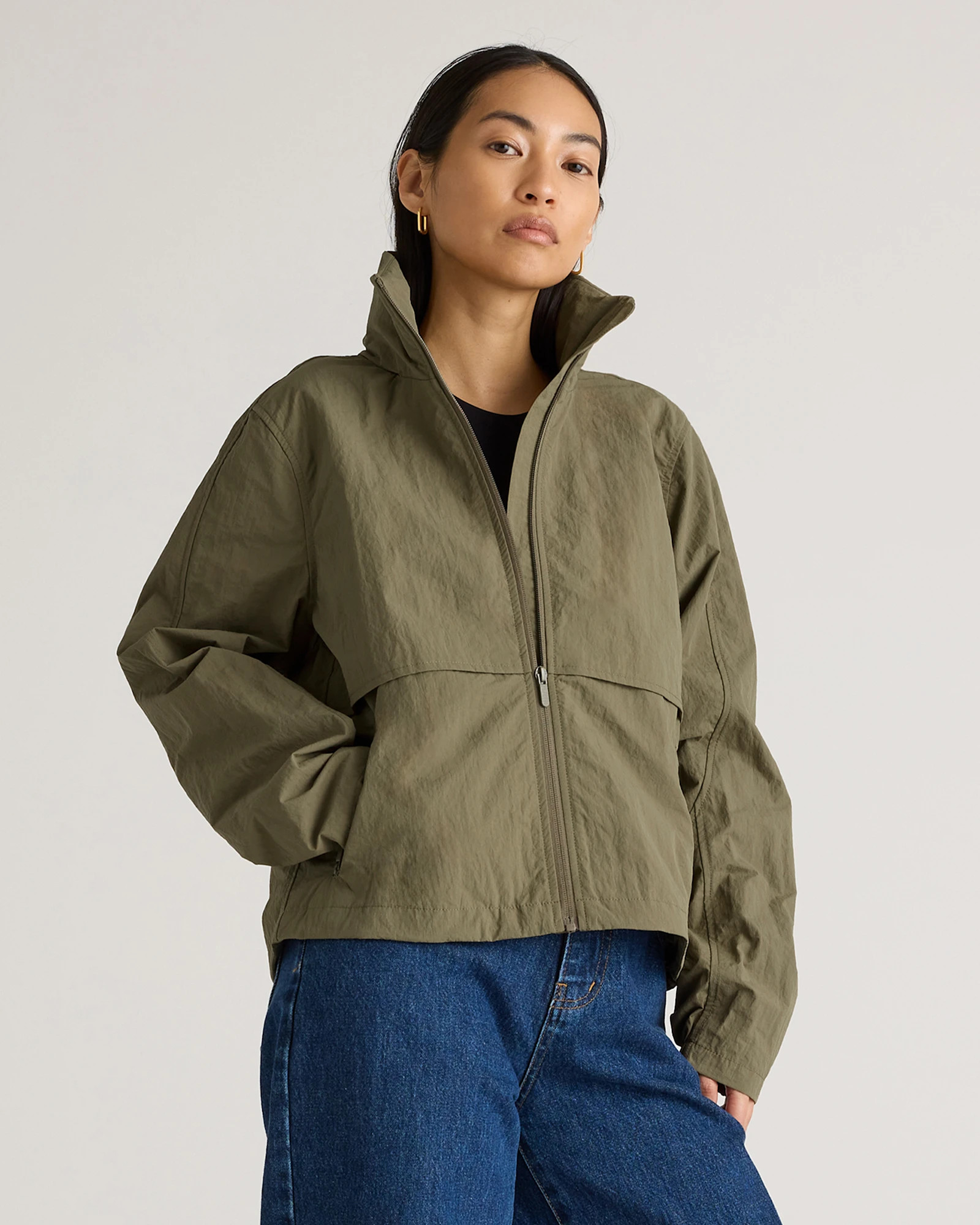 Quince | Women's Water Repellent Windbreaker Jacket in Praline, Size Large, Nylon | Quince