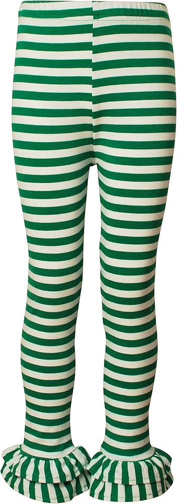 Girl's Cotton Ruffle Stripe Leggings | Amazon (US)