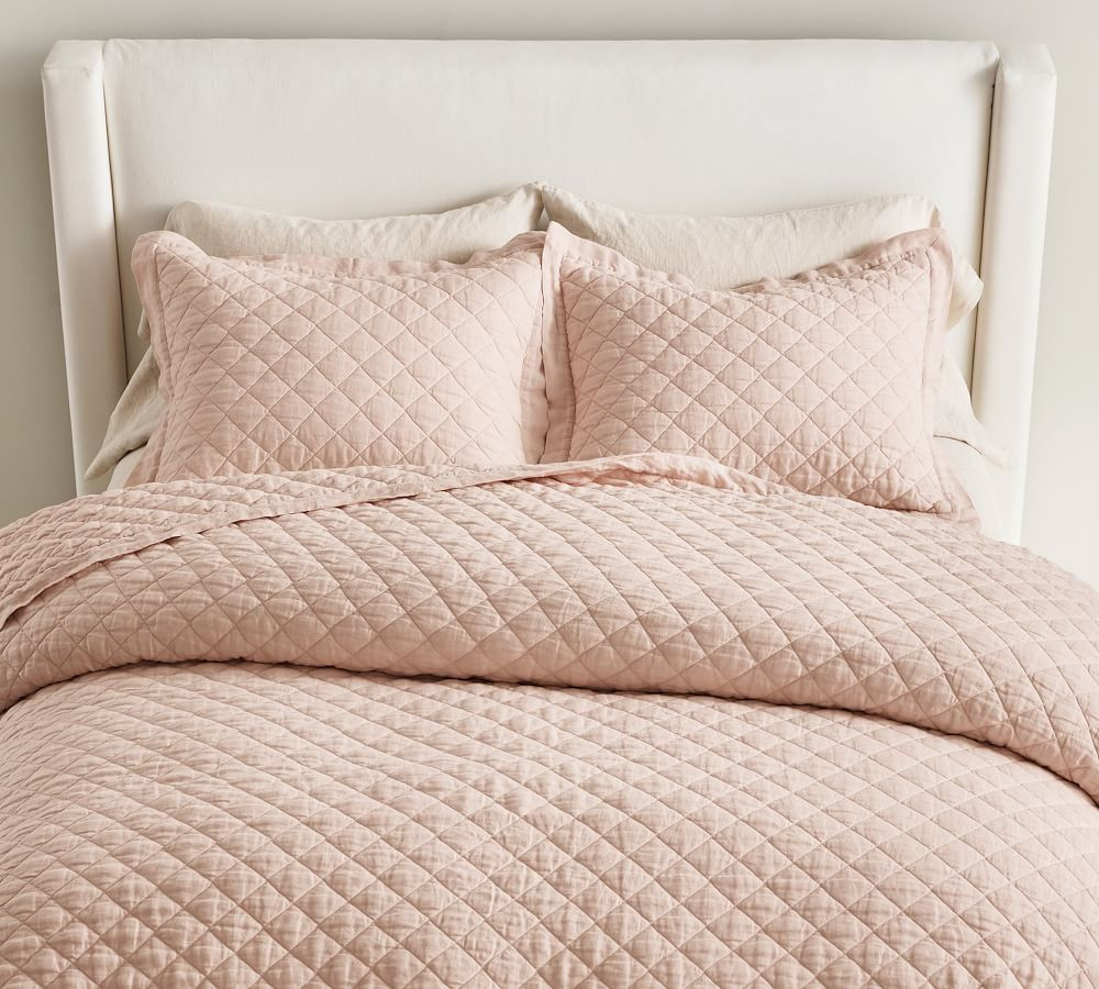 Belgian Flax Linen Diamond Quilt | Pottery Barn (US)