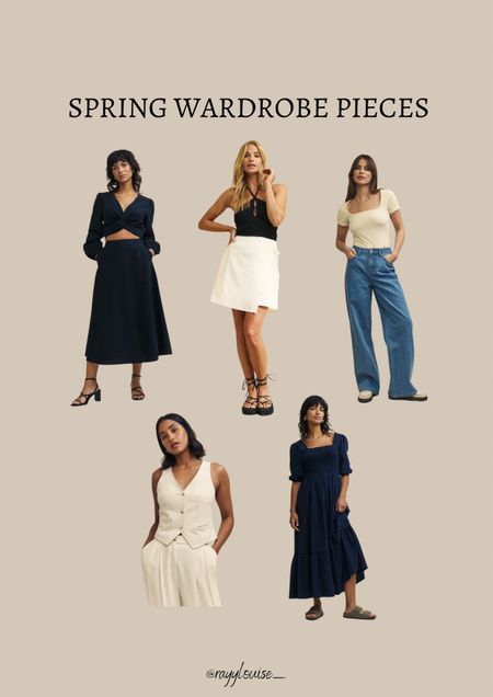Spring wardrobe pieces from Nobodys Child 


Waist coat, blue wide leg jeans, navy midi dress, white skirt, black co-ord skirt and blouse 

#LTKstyletip #LTKeurope #LTKSeasonal