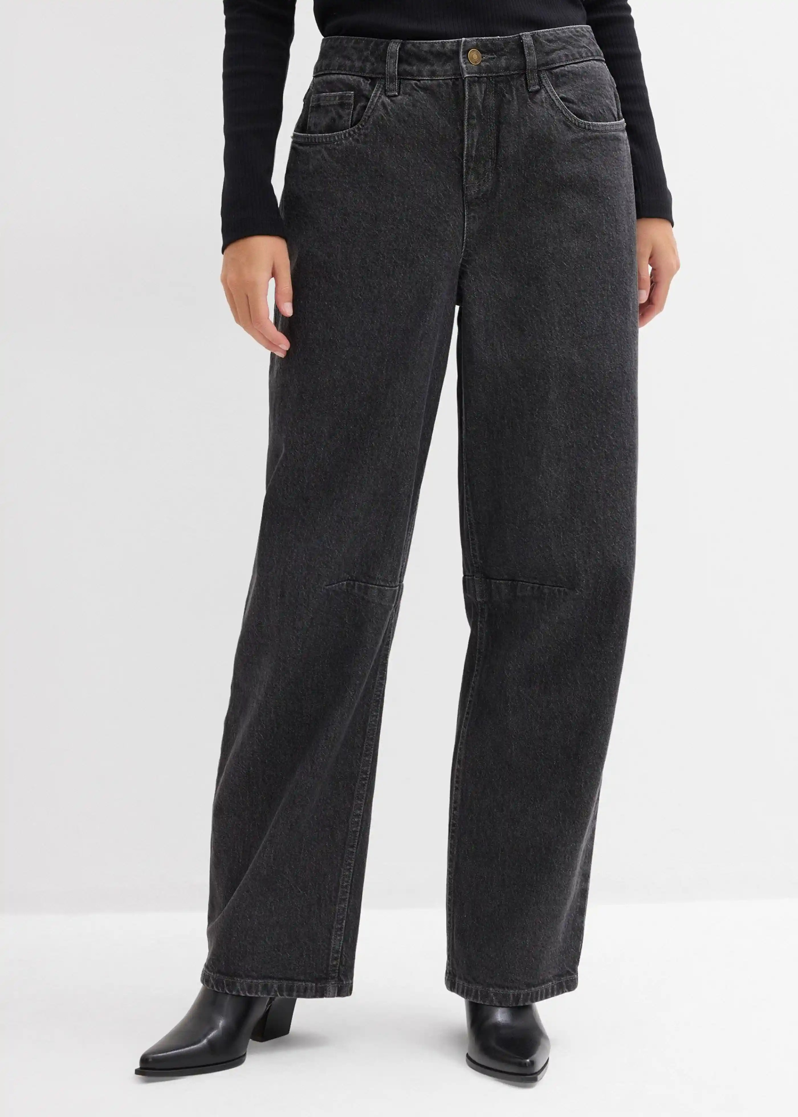 Barrel-Jeans Mid Waist - grau, Regulär - Damen | bonprix | Bonprix DE