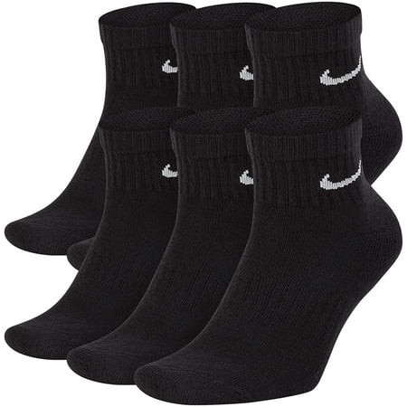 Nike Womens Everyday Lightweight No-Show Socks 6 Pair Black/White Large | Walmart (US)