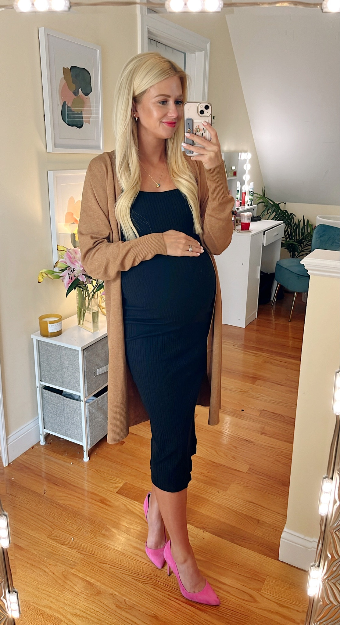 Wearing size small in both dress and cardigan 

#LTKbump #LTKunder50 #LTKSeasonal