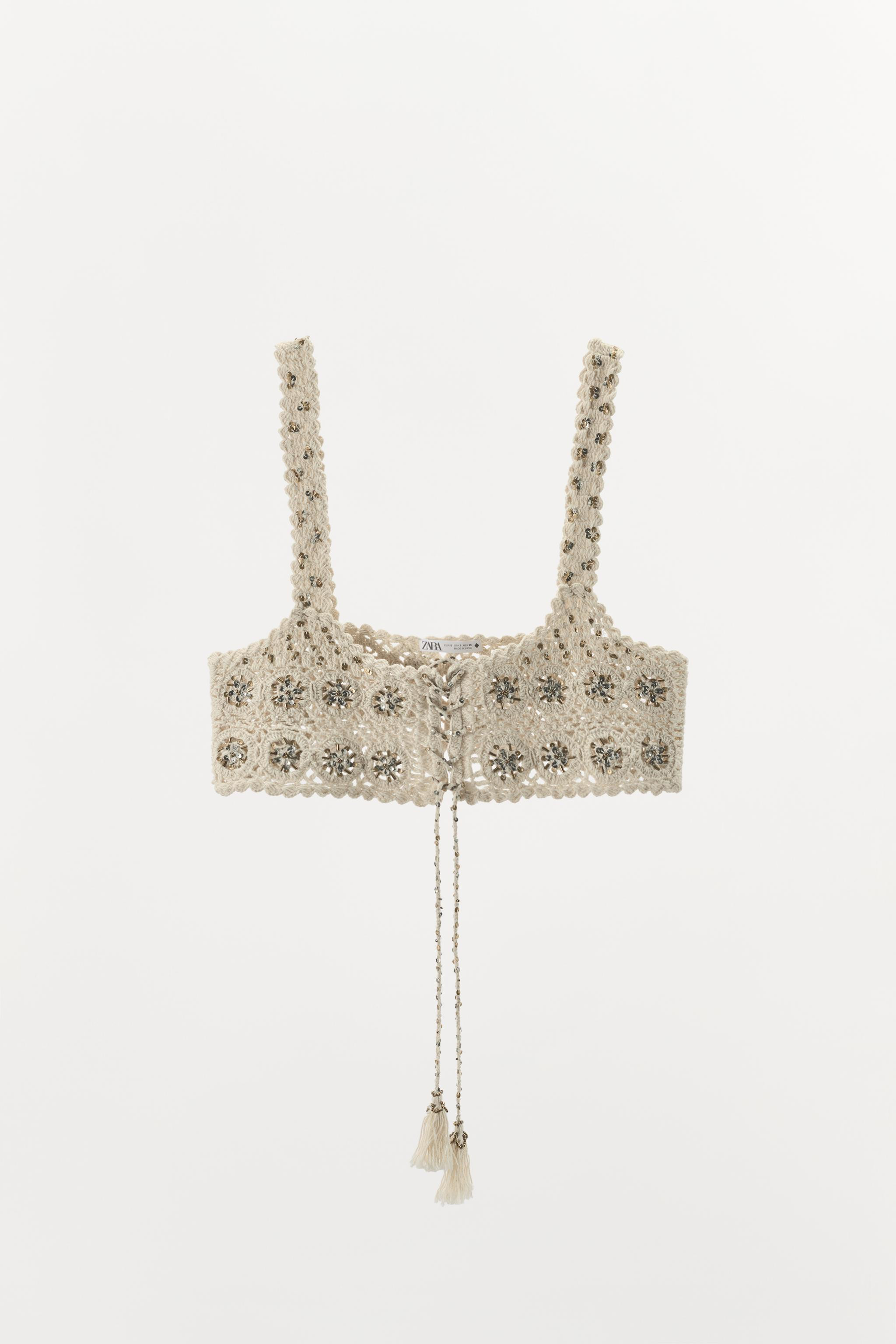 LIMITED EDITION BEADED CROCHET BRA | Zara UK