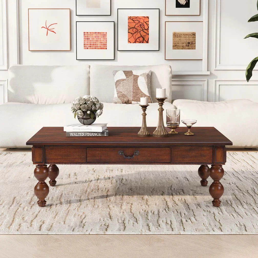 Rectangular Wooden Coffee Table with Storage Drawer | Wayfair North America