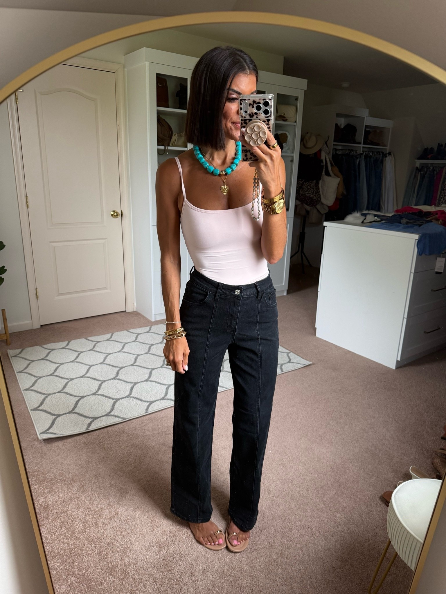 I’m 5’5 and in size xs in top, size 4 in jeans

#LTKgrwm #LTKootd #LTKmomlife