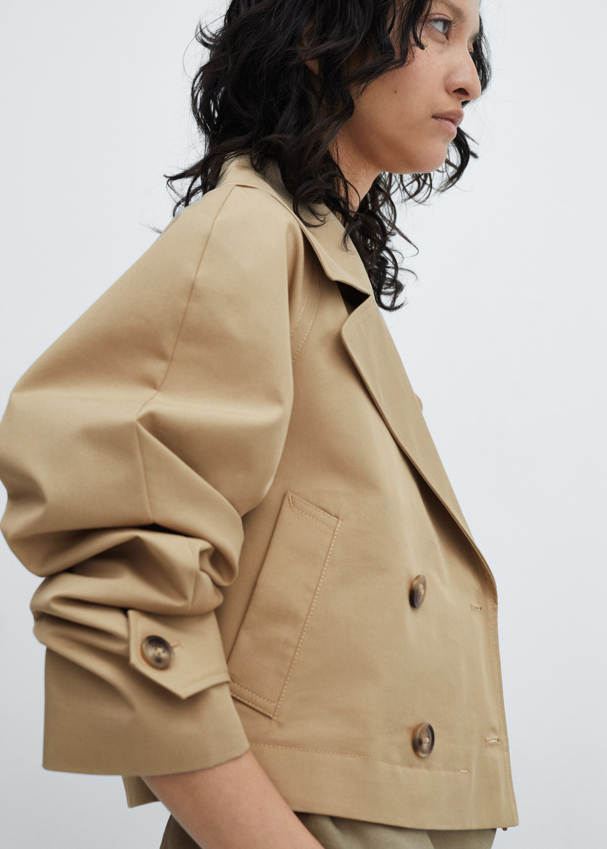 Cropped trench coat with lapels | MANGO (US)