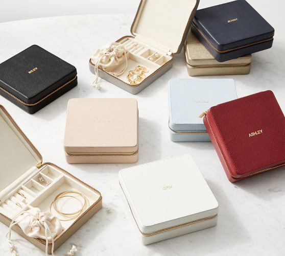 Quinn Leather Petite Travel Box, Foil Debossed | Pottery Barn (US)