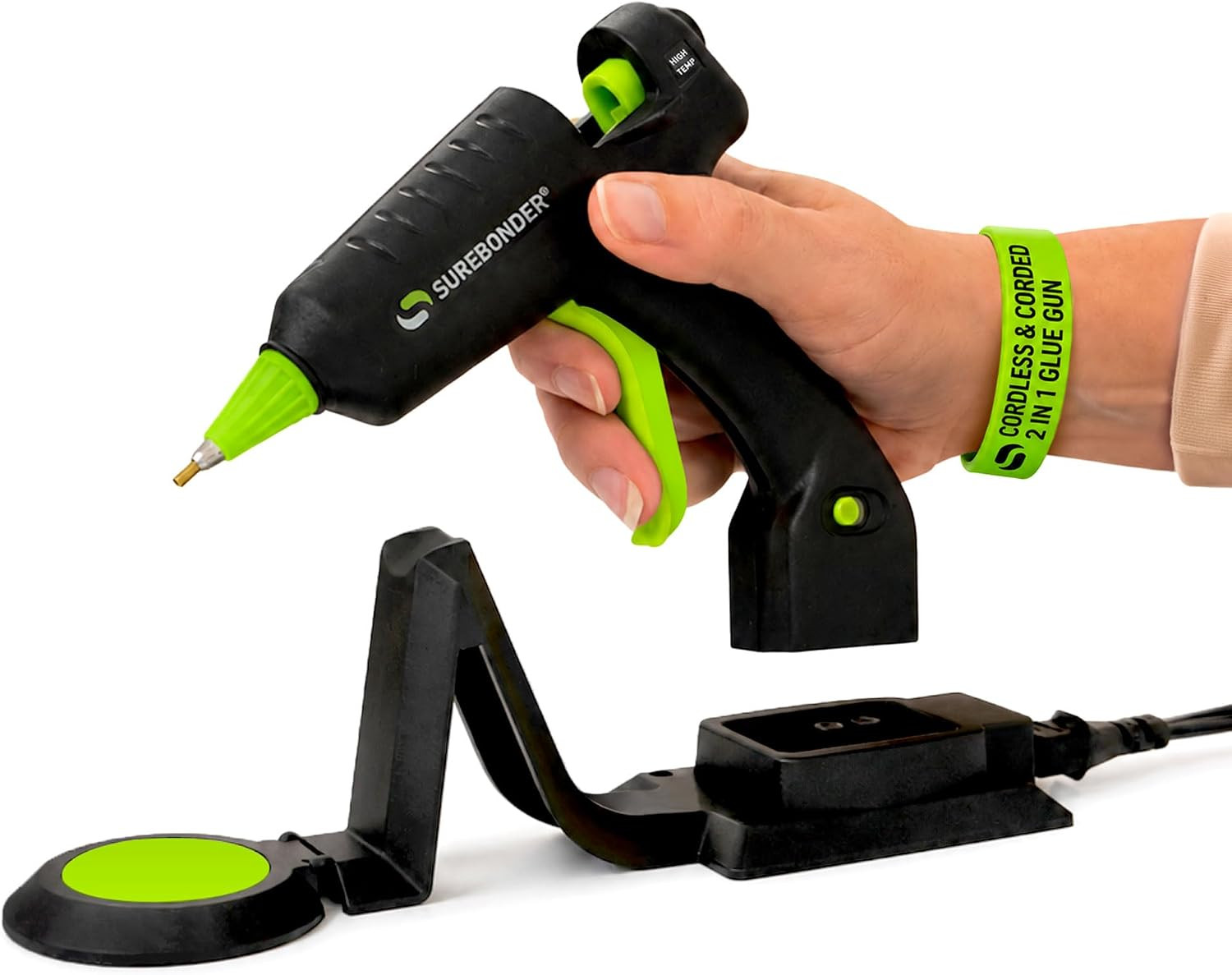 Surebonder Cordless/Corded High Temperature Mini Hot Glue Gun With Detail Tip, 20 Watt, Recharge With Portable Heat Stand (CL-195F) | Amazon (US)