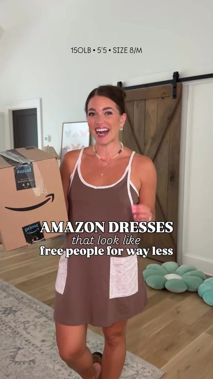 TTS - M in dress - the solid dresses run a little bigger/longer than the stripes! I sized down to the size small in the first dress - b-coffee color (solid brown) but wearing true size M in all other dresses - both striped & solid! :) I’m 5’5 

 #LTKdayinmylife #LTKgrwm #LTKootd