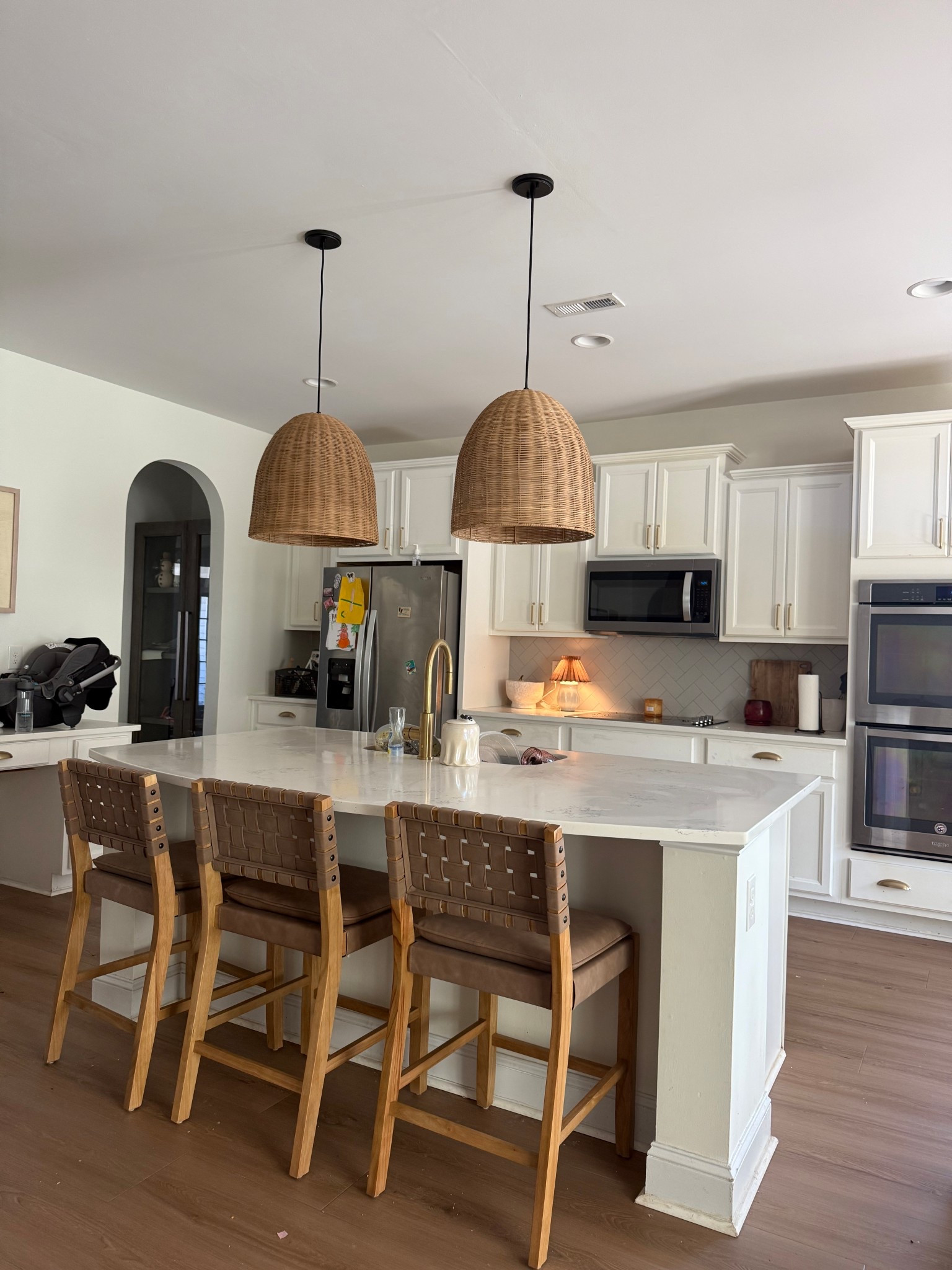 disregard the dishes in the sink😉😉 loveee the new barstools so much. counter height in brown! 

#LTKKids #LTKHome #LTKFamily