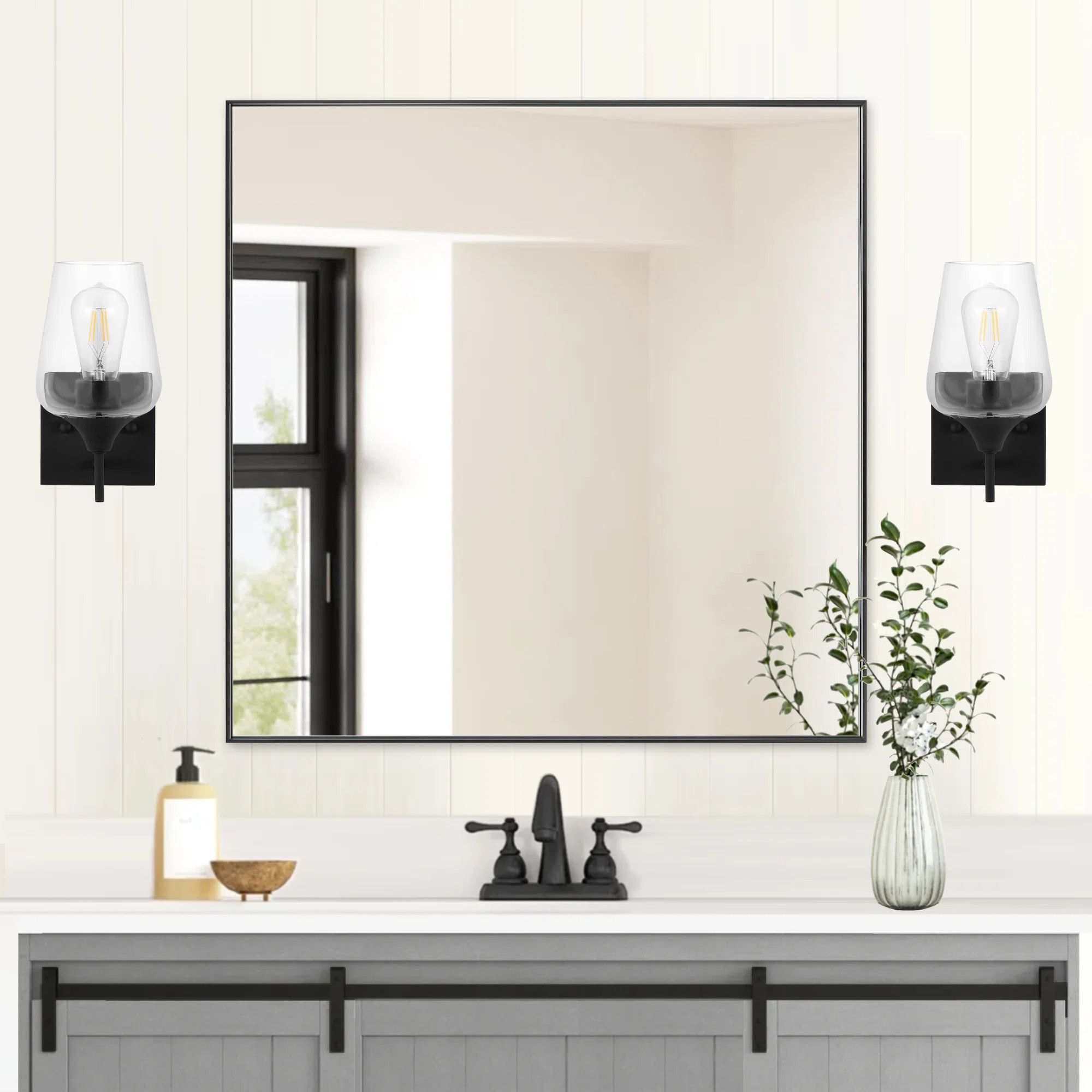 Silvijo Modern & Contemporary Metal Wall Mirror Rectangle Bathroom Vanity Mirror | Wayfair North America