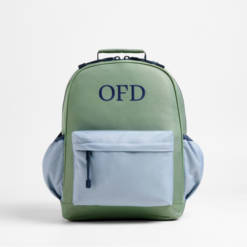 Dreamer Colorblock Green and Blue Medium Kids Backpack with Side Pockets + Reviews | Crate & Kids | Crate & Barrel