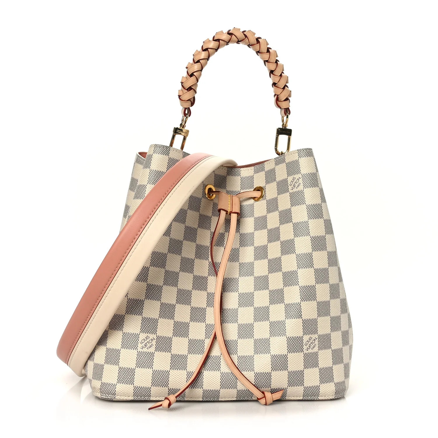 LOUIS VUITTON Damier Azur Braided Neonoe MM Peach Cream | FASHIONPHILE (US)