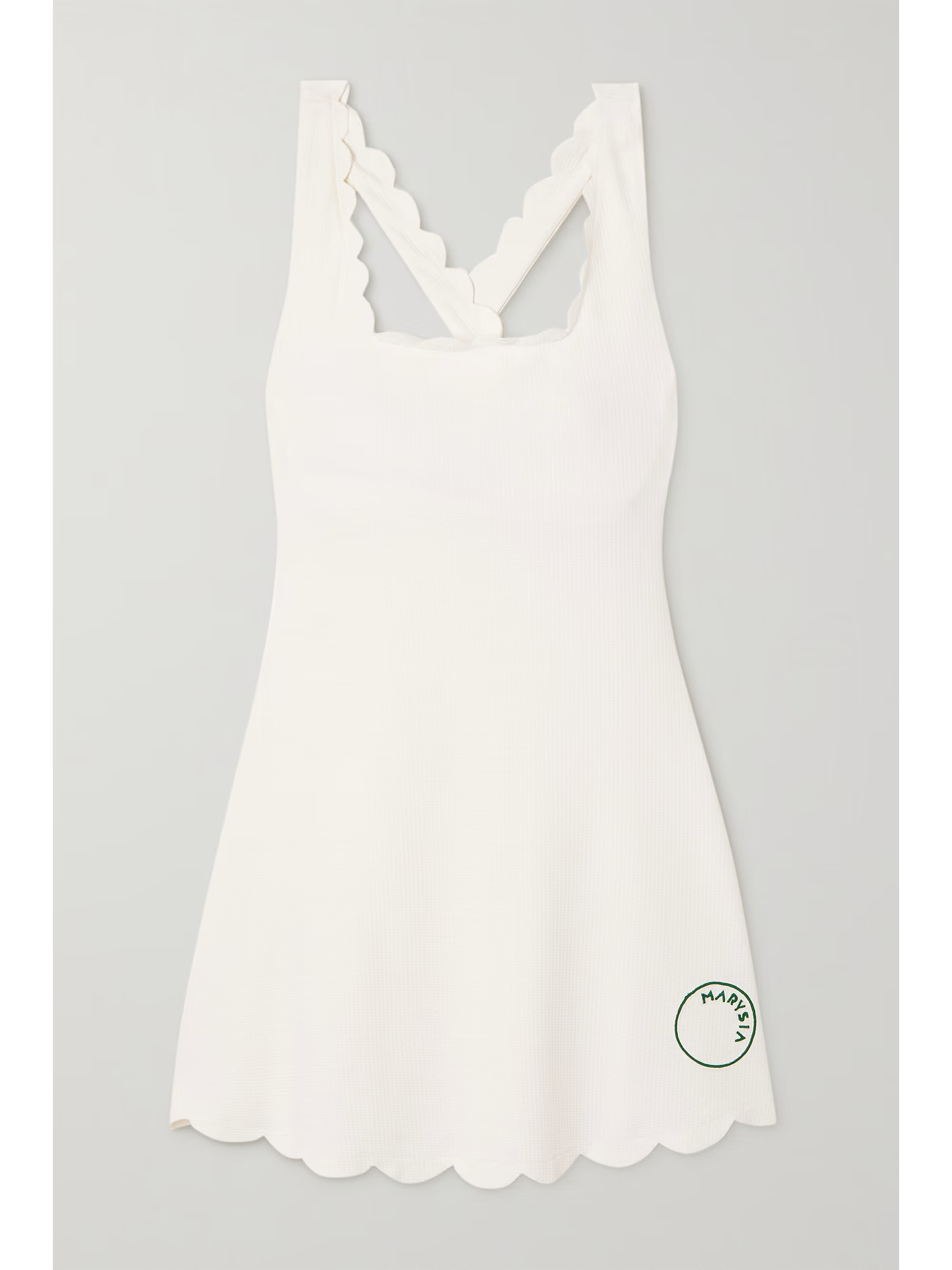 + NET SUSTAIN Serena scalloped recycled seersucker tennis dress | NET-A-PORTER (US)
