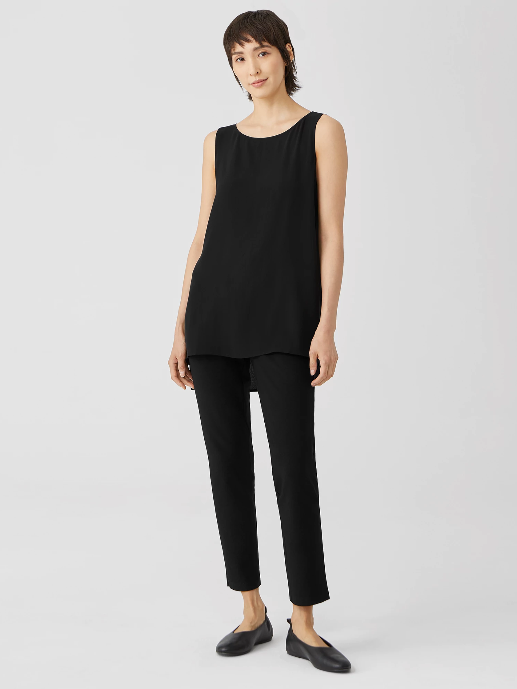 System Silk Georgette Crepe Bateau Neck Shell | Eileen Fisher