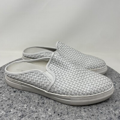 J Slides Mule Shoes Womens 8.5 Slip On White Woven Leather Comfort Sneaker | eBay US