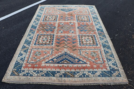 Turkish Rug, Geometric Rug, 9.6x6.1 feet, Oushak Rug, Large Rug, Salon Rug, Oriental Rug, Antique... | Etsy (US)