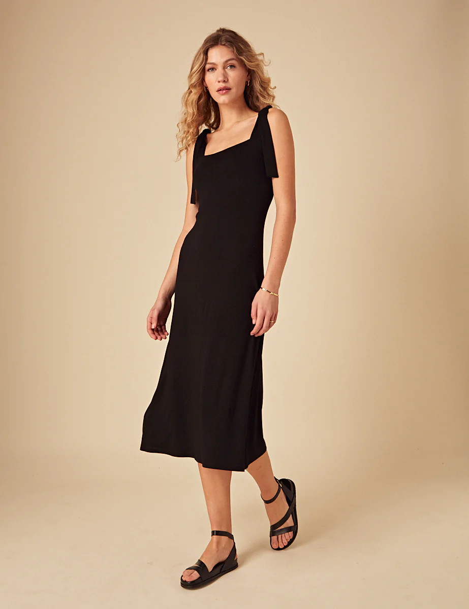 Black Tie Shoulder Adrian Midi Dress | Nobody's Child