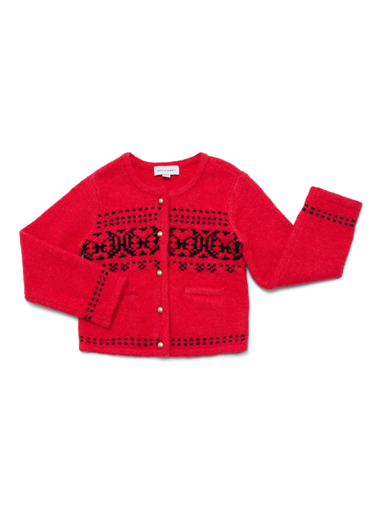 Free Assembly Girls' Matching Fair Isle Cardigan Sweater, Sizes XS 4/5-XL 14/16 | Walmart (US)