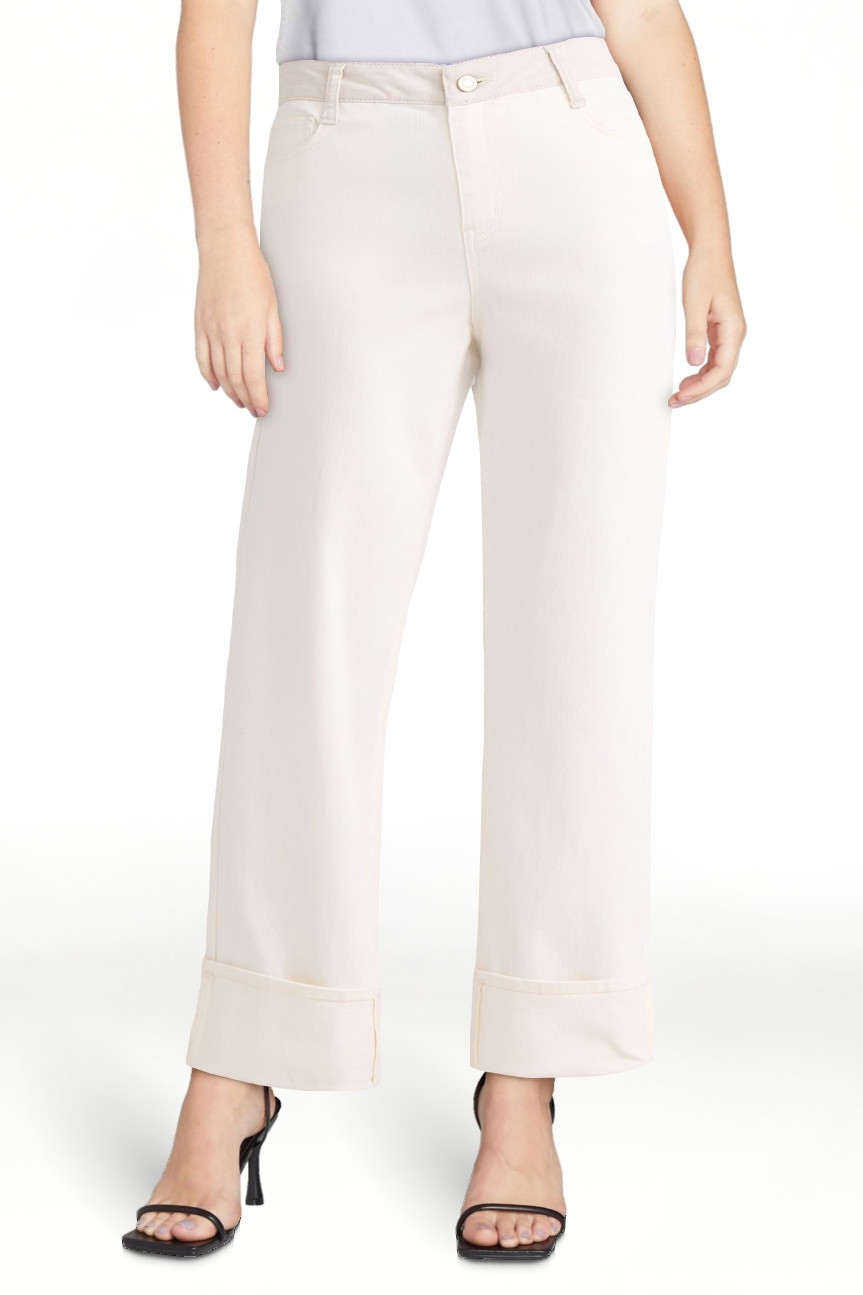 Time and Tru Women's High Rise Colorblock Straight Leg Cuffed Jeans, 29" Inseam, Sizes 2-20 | Walmart (US)