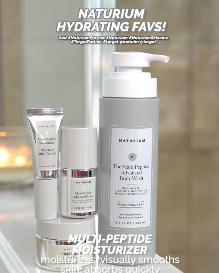#AD You know I live for a hydrating skincare routine, so here is my recent Naturium Haul from Target! @target

+Naturium Multi-Peptide Advanced Serum
+Naturium Multi-Peptide Moisturizer
+Naturium Multi-Peptide Rich Cream
+Naturium Multi-Peptide Body Wash

#NaturiumPartner #Naturium #NaturiumSkincare #TargetPartner #target @naturium 

@shop.ltk #liketkit
