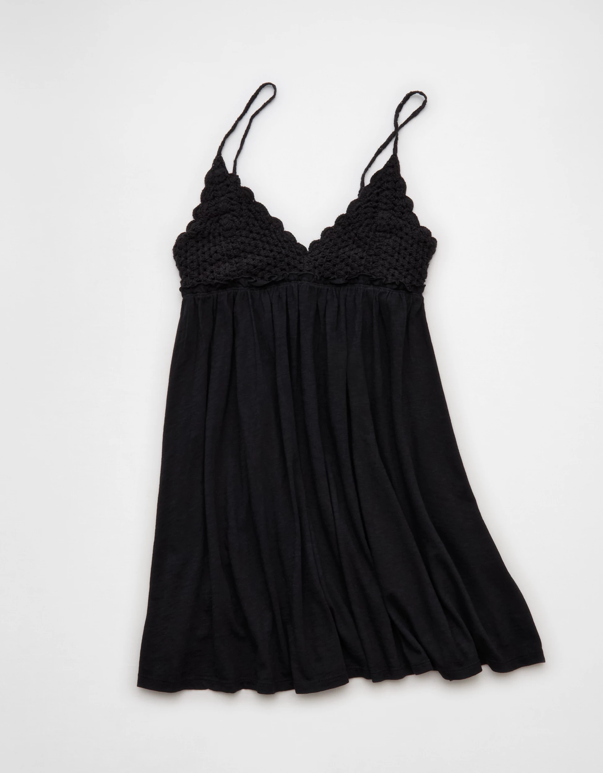 AE Sunchaser Babydoll Crochet Mini Dress | American Eagle Outfitters (US & CA)