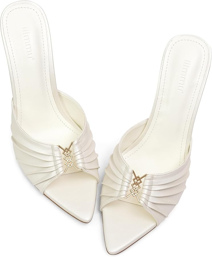 iiimmu 3.5 IN Mules Heeled Sandals Faux Leather | Amazon (US)