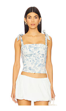 MAJORELLE Carmella Top in Baby Blue Toile from Revolve.com | Revolve Clothing (Global)
