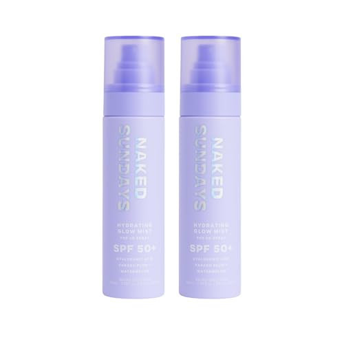 Naked Sundays SPF 50 Hydrating Glow Face Mist - Daily Sunscreen Spray & Makeup Setting Spray with Hyaluronic Acid, Lightweight, Non-Greasy & Hydrating, 2-Pack 75ml | Amazon (US)